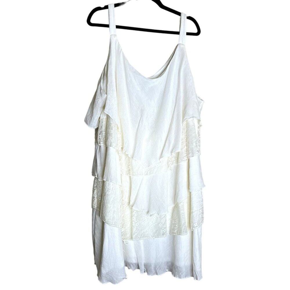NWT Avenue Style #7069 Sleeveless Layered Lace Off White Beige blouse top Women